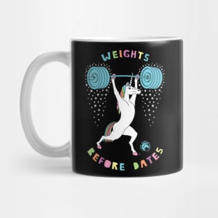 Weights Before Dates Unicorn Outline Mug